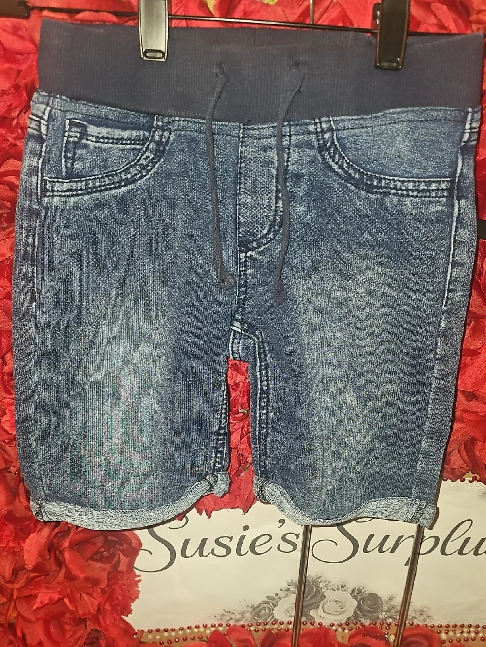 Vanilla Star Kids Soft Slip On Denim Bermuda Shorts Size 8